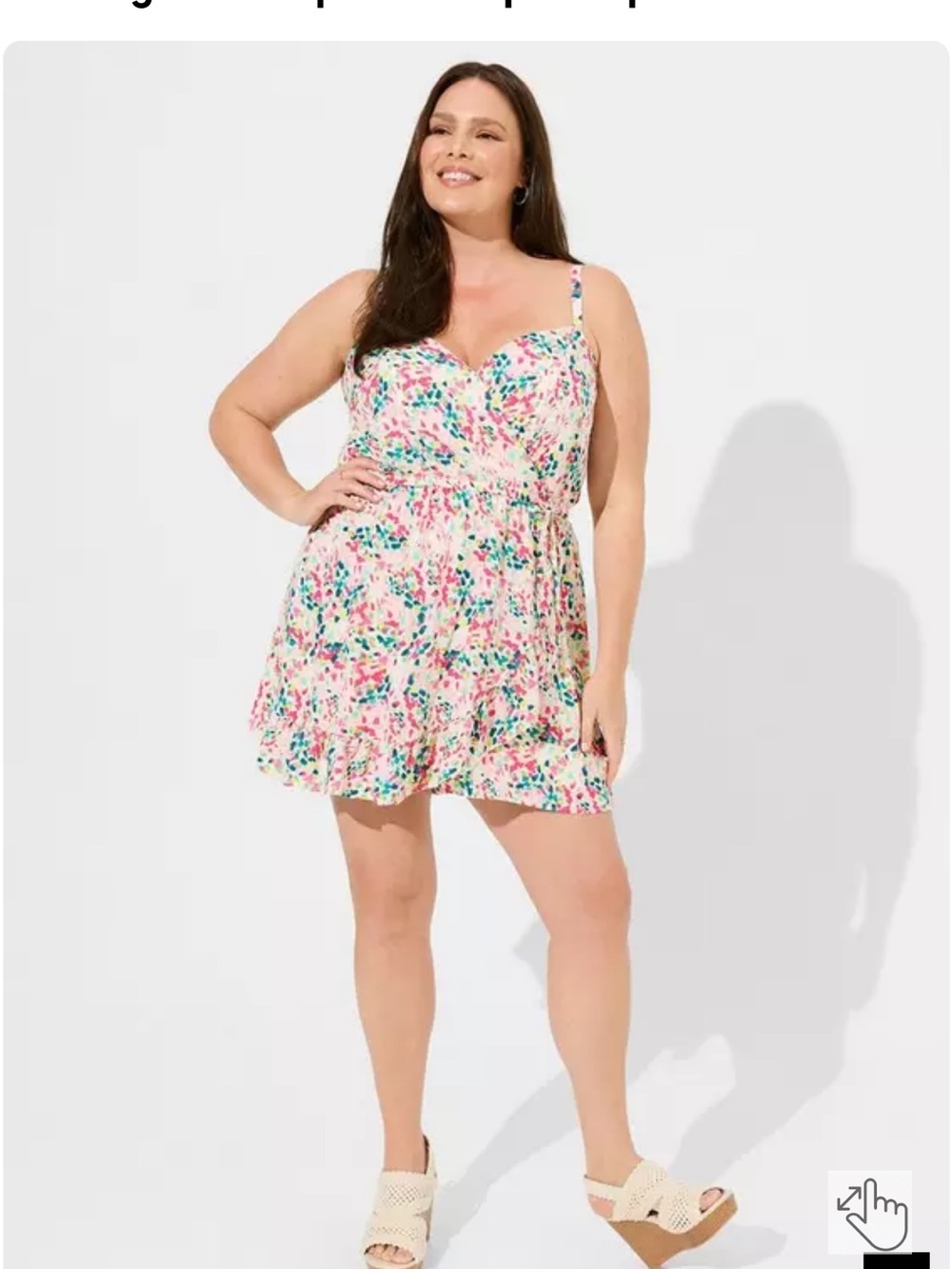 torrid Pink Floral Romper with Multicolor Print
